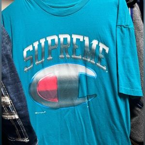Size large authentic supreme x champion shirt
